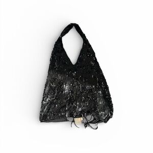 Black Sequin halter neck top adjustable back size S